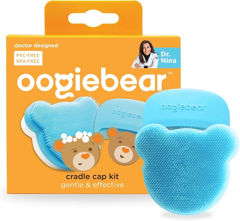 oogiebear Cradle Cap Brush Kit for Babies – Gentle and Safe Scalp Massage Care with Sponge, Brush, and Comb for Newborns and Babies - Image 1